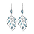Sajen Silver Celestial Blue Doublet Quartz 5.40 ctw Leaf Earrings in Rhodium Over Sterling Silver - Sticky add to cart bar