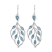 Sajen Silver Celestial Blue Doublet Quartz 5.40 ctw Leaf Earrings in Rhodium Over Sterling Silver