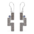 Sajen Silver Black Diamond Flat Drusy Quartz and Rainbow Iriss Doublet Quartz 10.15 ctw Earrings in Rhodium Over Sterling Silver - Sticky add to cart bar