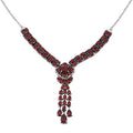 Epic Deal Mozambique Garnet Tassels Necklace (18 Inches) in Rhodium Over Sterling Silver 19.80 ctw - Sticky add to cart bar