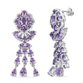 Mozambique Garnet Floral Earrings in Rhodium Over Sterling Silver 12.00 ctw - Sticky add to cart bar