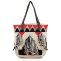 Pink Cotton and Jacquard Tote Bag with Faux Leather Handle (13"X17"X9") - Sticky add to cart bar