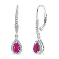 D'Joy AAA Royal Ruby and White Zircon 1.60 ctw Lever Back Earrings in Rhodium Over Sterling Silver - Sticky add to cart bar