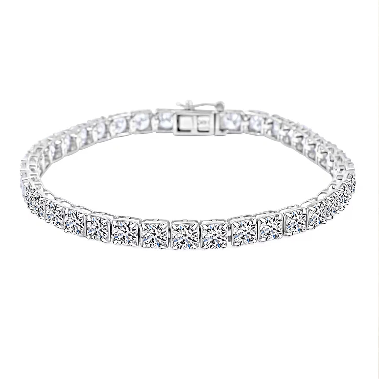 Luxuriant Lab Grown Diamond 10.00 ctw Bracelet in 14K White Gold (7.00 In) 9.26 Grams