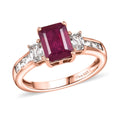 Niassa Ruby and White Zircon 3.30 ctw Ring in 18K Vermeil Rose Gold Over Sterling Silver (Size  10.0) - Sticky add to cart bar