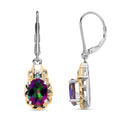 Green Mystic Topaz and Blue Moissanite 2.90 ctw Earrings in 18K Vermeil YG and Rhodium Over Sterling Silver - Sticky add to cart bar
