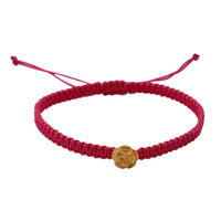24K Yellow Gold Rose Floral Bracelet in Black Cord Adjustable (0.10 g)