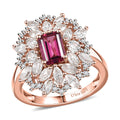 Premium Lab Grown Bixbite, White Zircon Blossom Royale Ring in 18K Vermeil RG Over Sterling Silver (Size 10.0) 3.60 ctw - Sticky add to cart bar