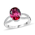 Luxuriant Lab Grown Premium Bixbite and White Zircon 2.90 ctw Ring in Rhodium Over Sterling Silver (Size 10.0) - Sticky add to cart bar