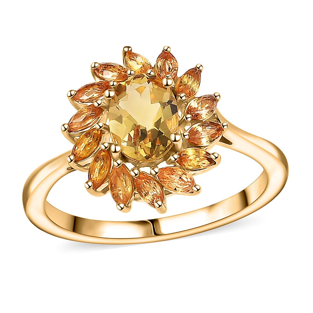 Premium Brazilian Heliodor, Yellow Sapphire 2.40 ctw Ring in 18K Vermeil Yellow Gold Over Sterling Silver (Size 10.0)