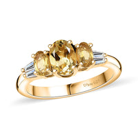 Premium Brazilian Heliodor, White Zircon Ring in 18K Vermeil YG Over Sterling Silver (Size 10.0) 1.40 ctw