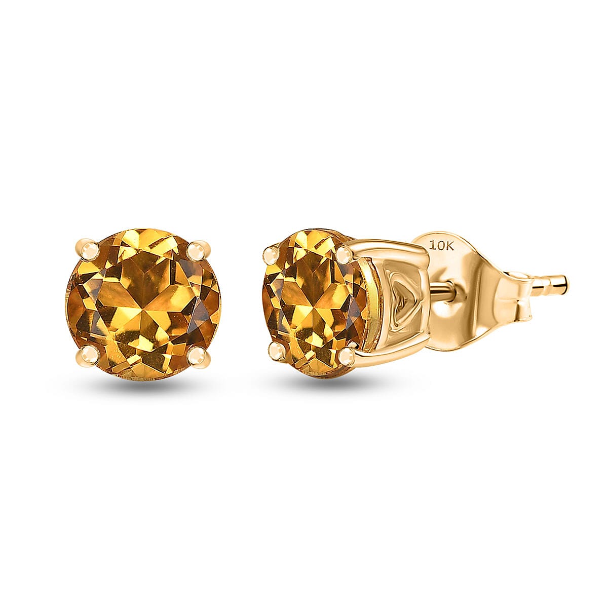 Luxoro Premium Brazilian Heliodor 1.50 ctw Solitaire Stud Earrings in 10K Yellow Gold