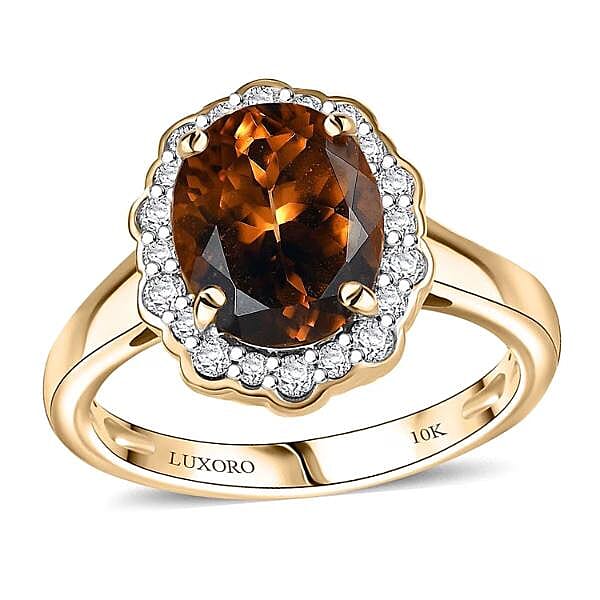 Certified & Appraised Luxoro 10K Yellow Gold AAA Golden Turkizite, Diamond (I2) (0.32 cts) Ring (Size 10.0) (Del. in 10-15 Days) 3.37 ctw