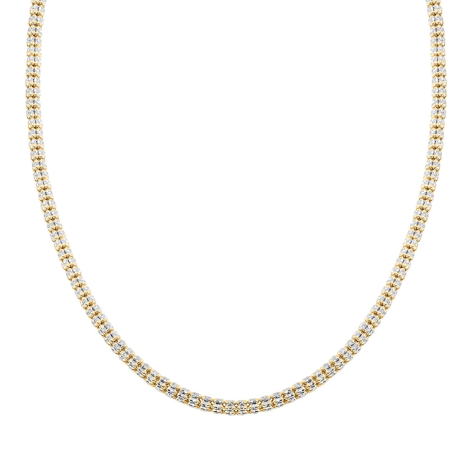 3.5mm Ice Chain Necklace in 10K Yellow and White Gold 22.30 Grams 24 Inches