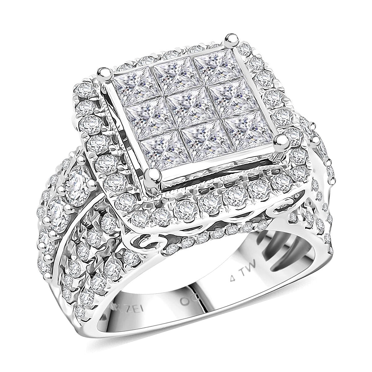 10K White Gold (G-H, SI-I1) Ring (Size 10.0) (9.68 g) (Delivery in 7-10 days) 4.00 ctw