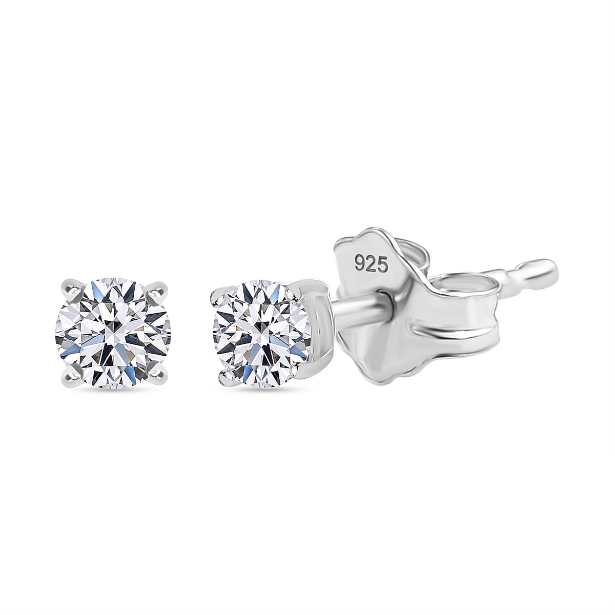 Luxuriant Lab Grown Diamond E-F VS 0.20 ctw Stud Earrings in Platinum Over Sterling Silver