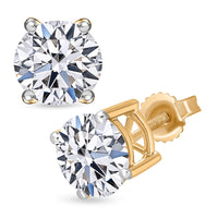 IGI Certified Luxuriant Lab Grown Diamond E-F VS 4.00 ctw Stud Earrings in 14K Yellow Gold