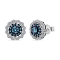 Luxuriant Lab Grown Blue Diamond (IR), Lab Grown White Diamond SI 1.00 ctw Ocean Empress Earrings in Rhodium Over Sterling Silver - Sticky add to cart bar