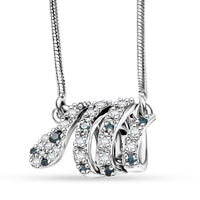 GP Trionfo Collection Blue and White Diamond 0.21 ctw Serpent Necklace 18 Inches in Rhodium Over Sterling Silver