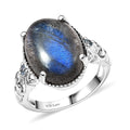 Karis Malagasy Labradorite and Blue Topaz 10.65 ctw Ring in Platinum Bond (Size 10.0) - Sticky add to cart bar