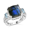 EverTrue Malagasy Labradorite, Sky Blue Topaz Ring in Platinum Bond (Size 10.0) 9.65 ctw - Sticky add to cart bar
