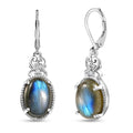 Karis Malagasy Labradorite and Blue Topaz 13.50 ctw Lever Back Earrings in Platinum Bond - Sticky add to cart bar