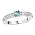 Premium Pirineu Lagoon Tourmaline, Diamond (0.25 cts) Ring in Rhodium Over Sterling Silver (Size 10.0) 0.50 ctw - Sticky add to cart bar