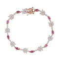 Lab Grown Bixbite and White Zircon 7.60 ctw Floral Vine Bracelet in 18K Vermeil Rose Gold Over Sterling Silver (7.25 In) - Sticky add to cart bar