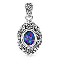 Bali Legacy Elysian Opal (Triplet) 1.50 ctw Butterfly and Floral Pendant without Chain in Sterling Silver