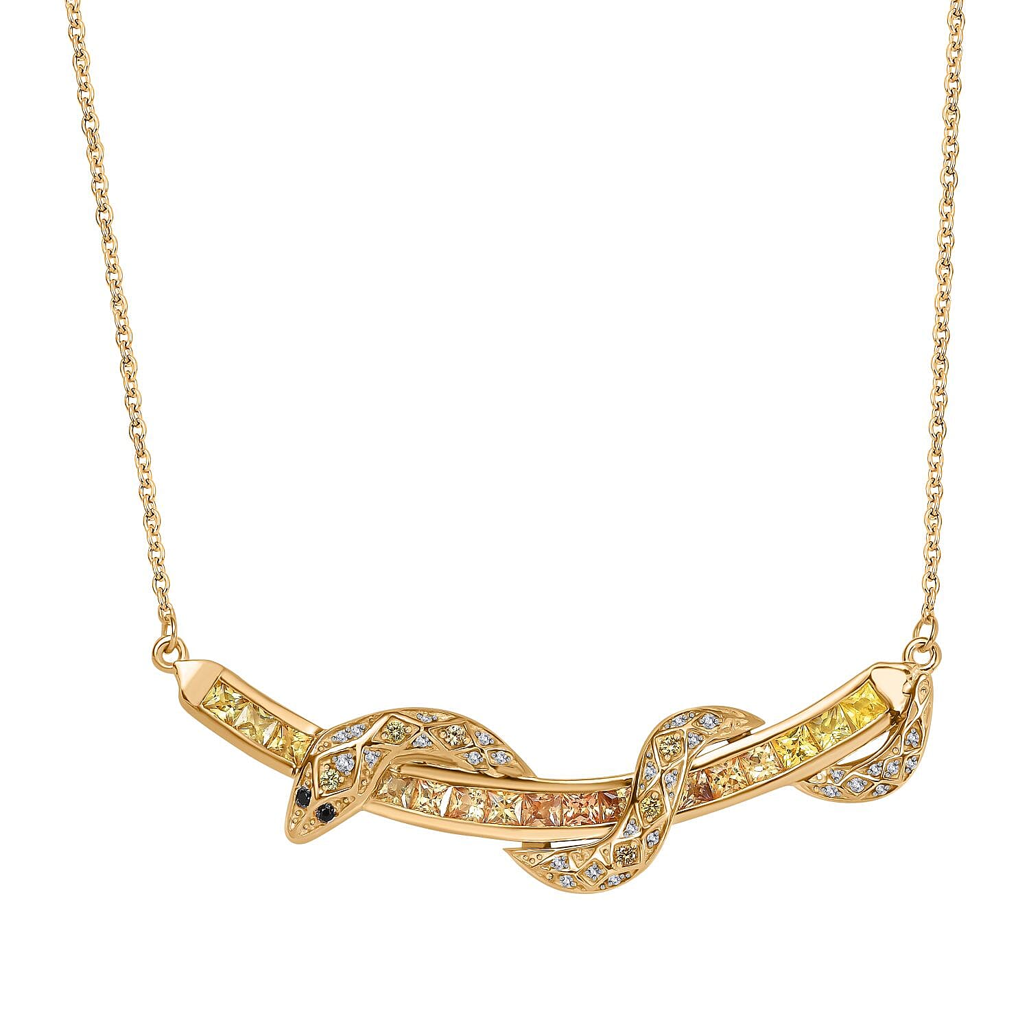 Madagascar Yellow Sapphire and Multi Gemstone 2.50 ctw Snake Necklace in 18K Vermeil Yellow Gold Over Sterling Silver 20 Inches