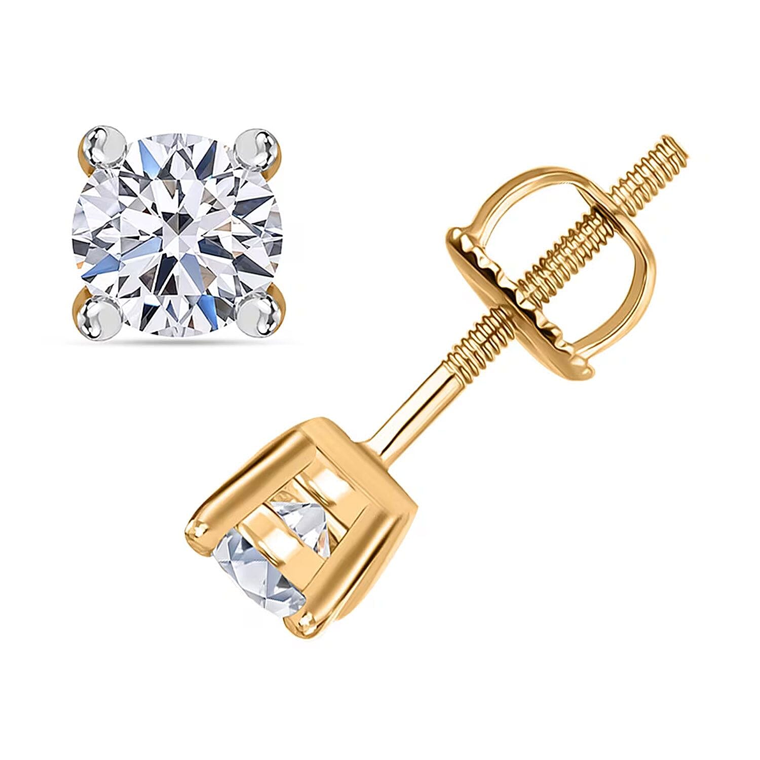 Luxuriant Lab Grown Diamond E-F VS 0.50 ctw Stud Earrings in 14K Yellow Gold