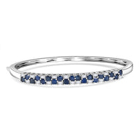 D'Joy Multi Sapphire, Moissanite Bangle Bracelet in 18K Vermeil YG Over Sterling Silver (7.25 In) 4.50 ctw