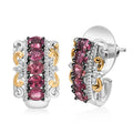 D'Joy Premium Ouro Fino Rubellite, White Zircon Hoop Earrings in 18K Vermeil YG and Rhodium Over Sterling Silver 1.90 ctw - Sticky add to cart bar