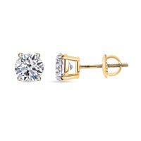 IGI Certified Luxuriant Lab Grown Diamond E-F VS 1.50 ctw Stud Earrings in 14K Yellow Gold