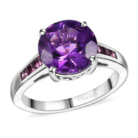 African Amethyst and Orissa Rhodolite Garnet 4.40 ctw Ring in Rhodium Over Sterling Silver (Size 10.0)