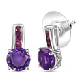 D'Joy African Amethyst and Orissa Rhodolite Garnet 2.80 ctw Earrings in Rhodium Over Sterling Silver - Sticky add to cart bar