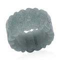 Natural Olmec Jadeite Carved Floral Band Ring (Size 8.0) 42.00 ctw - Sticky add to cart bar
