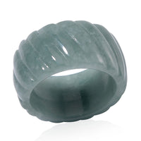 Natural Olmec Jadeite Carved Band Ring (Size 7.0) 44.00 ctw