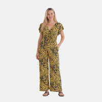 TAMSY Onyx Smocked Jumpsuit with Flutter Sleeve - One size Fits Most