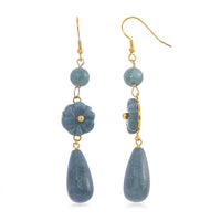 Natural Olmec Jadeite 50.00 ctw Carved Floral Earrings Vermeil YG Over Sterling Silver