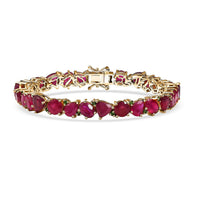 Niassa Ruby (FF) and Chrome Diopside 30.65 ctw Bracelet in 18K Vermeil Yellow Gold Over Sterling Silver (6.50 In) (Del. In 12-15 Days)