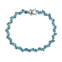 Betroka Blue Apatite Azure Cascade Bracelet in Rhodium Over Sterling Silver (6.50 In) (Del. In 12-15 Days) 14.25 ctw