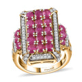 Epic Deal Mozambique Ruby, White Zircon Ring in 18K Vermeil YG Over Sterling Silver (Size 10.0) 5.40 ctw - Sticky add to cart bar