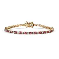 Premium Ouro Fino Rubellite and Moissanite 5.25 ctw Sunset Serenade Bracelet in 18K Vermeil Yellow Gold Over Sterling Silver (6.50 In)