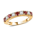 Premium Ouro Fino Rubellite and Moissanite 1.10 ctw Scarlet Harmony Ring in 18K Vermeil Yellow Gold Over Sterling Silver (Size 10.0) - Sticky add to cart bar