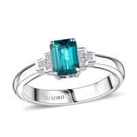 Epic Deal Luxoro 10K White Gold Premium Pirineu Lagoon Tourmaline, Diamond (I1) Ring (Size 7.0) 1.10 ctw