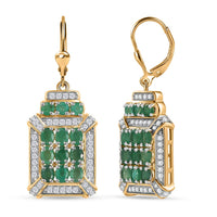 Mozambique Ruby and White Zircon 6.15 ctw Earrings in 18K Vermeil Yellow Gold Over Sterling Silver
