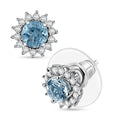 D'Joy Mangoro Aquamarine and White Zircon 1.20 ctw Aqua Sunburst Earrings in Rhodium Over Sterling Silver - Sticky add to cart bar