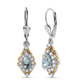 D'Joy Premium Mangoro Aquamarine and White Zircon 1.25 ctw Victorian Drop Earrings in 18K Vermeil YG and Rhodium Over Sterling Silver - Sticky add to cart bar