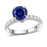 Lab Created Blue and White Sapphire 3.40 ctw Ring in Rhodium Over Sterling Silver (Size 7.0)